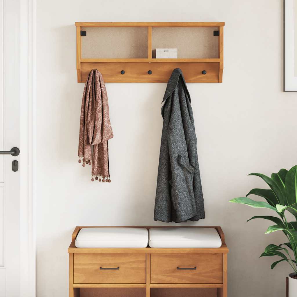 Wall-mounted Coat Rack SANDNES 87x12x35 cm Solid Wood Pine